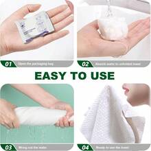 Toalla comprimida desechable extragrande de 23x 12 pulgadas, paquete de 16 toallas de viaje expandibles a granel para camping, senderismo, gimnasio, cara y cuerpo, ligera, porttil, reutilizable - blanco - Ver 8