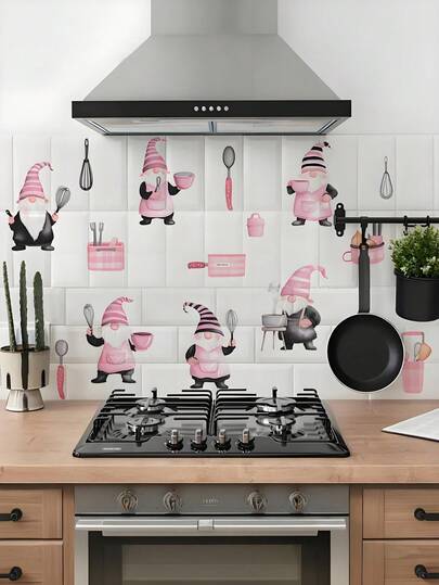 1 pieza Pegatina de pared de utensilio de cocina de enanito de dibujos animados para decoración del hogar en la sala de estar, dormitorio, habitación infantil, puerta, fondo de TV y sofá