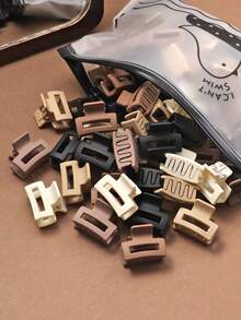 15/20/30/40个装 小号方形波浪黑色、白色和棕色发夹，发饰，发爪，发夹，发卡，学习用品，女孩秋冬节日装扮 - 彩色 - 查看 6