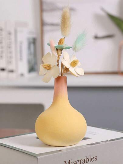 1pc Mini,Wide Mouth Vase, Ceramic Flower Vase ful Desktop Ornaments Creative Plant Pots, Fake Flowers Room, Dopamine ations,Home ations, Photo Props, Bedroom, Entrance, Holiday ation, Mother's Day s, Ho warming Back To School Graduation Room Glass view 6