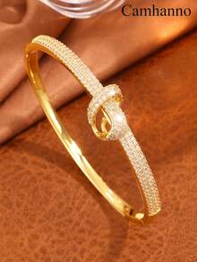 Camhanno 1 Stück elegantes und hochwertiges Kupferarmband mit polierter Oberfläche und zeitlosem Knoten-inspiriertem Design, lässt Sie professionell und elegant aussehen, ideal für den täglichen Arbeitsweg, um den Bürostil zu verbessern