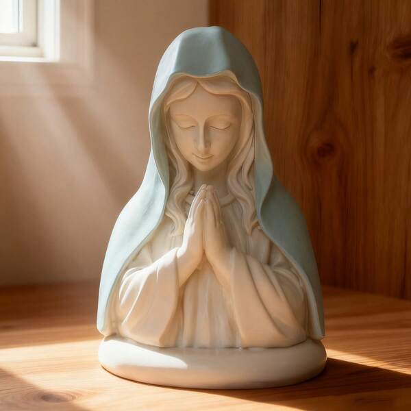 1pc Resin Virgin Mary Statue Figurine, Desktop Decor, Religious Gift, Jesus Nativity Scene Sculpture. Holiday Decoration, Christmas Decor, Resin Ornament, Office Decor, Holiday Gift