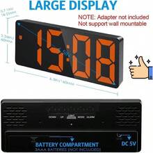 Reloj despertador digital, reloj para el dormitorio, reloj electrnico de sobremesa con pantalla de temperatura, brillo ajustable, control por voz, pantalla 1224H para el hogar, el dormitorio y la oficina - Estuche negro + dígito naranja - Ver 3
