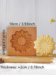 Cippes 1PC Wood Cookie Molds With Carved Embossed 3D Patterns, Kitchen Baking Tools, Fondant Cake Biscuit Decorating, DIY Cookie Cutter Moulds For Valentine's Day, Christmas