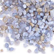 400g Blue Agate Tumbled Stones, Quartz Crystal Chips, Asymmetrical Pebbles, Smooth Stones For DIY, Suitable For Potted Plants, Resin Art Vases, Fish Tanks, Aquariums, Glass Jar Fillers, Holiday Gifts For Girls And Women, 200g - Blue Chalcedony - View 2