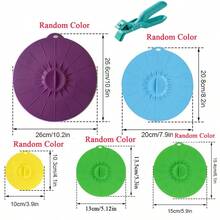 5 Coperchi in silicone riutilizzabili per ciotole + 1 molletta, coperchi in silicone rotondi e allungabili, coperchi per alimenti in silicone, resistenti alla temperatura, per ciotole, padelle, piatti, tazze, lattine, forni, frigoriferi