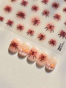 1 Stück süße Capybara Gesicht Cartoon japanischer Stil Nail Art Sticker Kawaii 5D Tier Ausdruck Maniküre Abziehbilder für Frauen witziger Charakter Nagel Sticker für lange und kurze Nägel selbstklebende Nagel Dekorationen