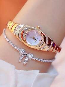 2 件套时尚商务多功能奢华密镶星空优雅石英手表母亲节礼物