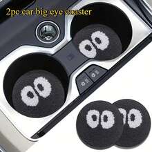 2 piezas-Posavasos de coche con ojos grandes, posavasos de interior de coche resistentes al desgaste, de cuero absorbente, antideslizantes, a prueba de golpes y salpicaduras