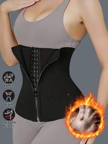 1pc Women Waist Trainer, Waist Cincher, Sauna Sweat Belt, Sports Fitness Waist Belt, Abdominal Trainer - Black - View 10
