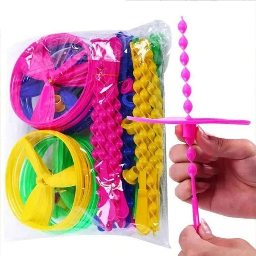 40pcs/Bag Flying Pet Chase Toy Colorful Bamboo Dragonfly Plastic Hand Push Flying Birthday Party Favors Guests Treat Goodie Filler, 1/10/40pcs