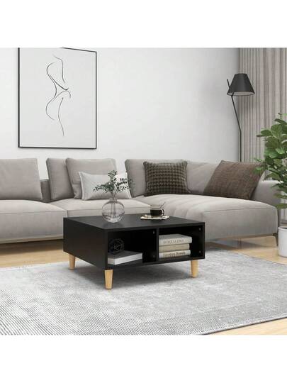 VidaXL Coffee Tafel 60x60x30 Cm, Processed Wood, Zwart