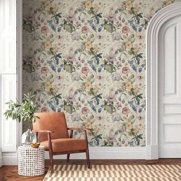 1 Roll Bohemian Floral Self-Adhesive Wallpaper, 17.3x118.1/196.8/393.7 Inches, Vintage Plant Leaf Design, Peel And Stick, Removable Backing, Home Decor Wallpaper For Living Room, Kitchen, Bedroom, Furniture Makeover, Multiple Sizes Available, Easy Installation, Autumn Aesthetic Wall Paper, Bedroom Wallpaper | Room Wallpaper | Bathroom Wallpaper