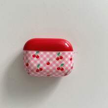 红色格子樱桃图案耳机盒 + 挂环，兼容苹果 Pro 3/Pro 2/Pro/ 4/3/2，时尚耳机盒 - 紅色 - 查看 9
