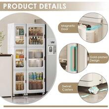 4-Tier Plastic Tall Narrow Storage Cabinet With Movable Wheels, Adjustable Shelves, Magnetic Doors, Slim Bathroom Organizers And Storage For Small Space, Bathroom, Kitchen, Laundry, White - 9.6 x 11.2 x 65.4 英吋(長 x 寬 x 高) - 查看 5