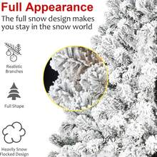 1 pieza Árbol de Navidad nevado blanco, hecho de tela de peluche artificial con efecto de copos de nieve natural, estructura de ensamblaje rápido con soporte de metal plegable resistente, hojas de PVC de alta calidad, fácil de ensamblar, adecuado para decoración navideña en el hogar, oficina y comercio
