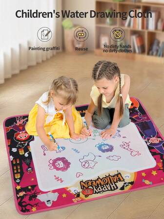 3-13 Years Old Children's Fantasy Magic Island Doodle Magic Cloth, 80*60cm Large Water Painting Canvas, Magic Elf & Pumpkin Theme Water Painting Canvas, Early Education Brain Development Art Enlightenment, Christmas/Halloween Party Gift, Children's Birthday Gift