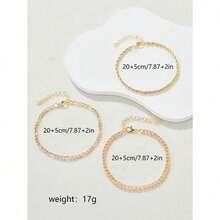 3pcs/Set Multi-Layered Chain Unique Design Anklets, Street Style Suitable For Women Everyday Wear - 金色 - 查看 2
