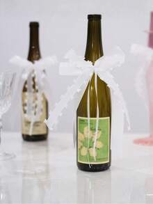 1 Piece/Multiple Pieces Personalized White Wedding Car Bow, Wedding Bow, Champagne Glass Ribbon, Personalized Satin Ribbon Name Tag, Wedding Car Decoration, Wedding Bow, White Heart-Shaped Wedding Car Bow, Wedding Car Bow Door