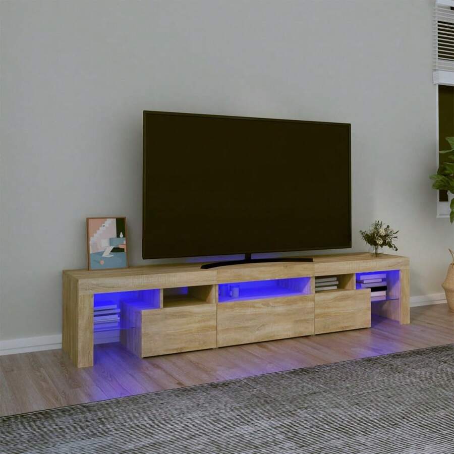 vidaXL TV-Schrank Mit LED-Beleuchtung Sonoma-Eiche 200x36,5x40 cm - Giallo - Visualizzare 1