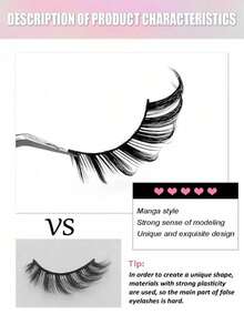 New 5 Pairs Cat Eye Lashes Faux Mink Eyelashes 3D Curl Winged Natural Realistic Messy End Eye Elongated Manga False Eyelashes Soft Black Band Fake Lashe