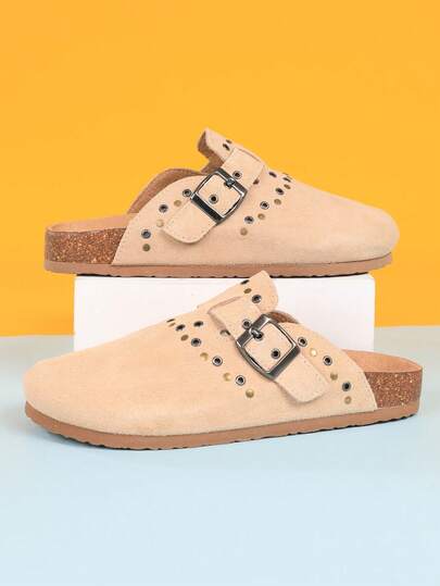 Sandalias planas de estilo francés retro casual para niñas, versátiles para todas las estaciones