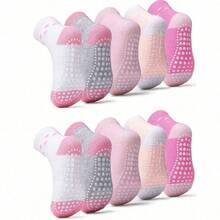 10 双儿童宝宝女孩防滑幼儿袜子心形印花中筒袜