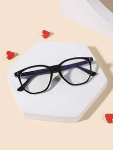 1副6-12岁儿童男女通用亚克力休闲基础款几何时尚纯色防蓝光眼镜，适合日常阅读和搭配校服 - 彩色 - 查看 4