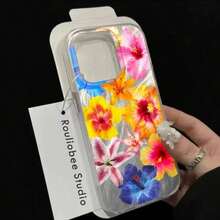 Pink Lily Elegant Flowers Collage Pattern Phone Case 16 15 14 13 12 11 Pro 16E XS X XR 8 Plus Shiny Cover