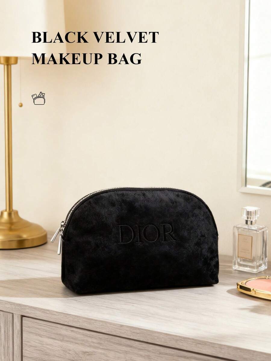 Christian Dior 材质：黑色天鹅绒化妆包，高级贝壳形化妆包 - 黑色 - 查看 1