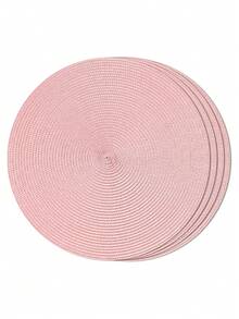 1pc/4pcs/6pcs 15-Inch Round Woven PP Placemats, Washable Non-Slip Dining Table Mats, High-Quality Woven Home Decor Tableware Coasters, Suitable For Dining Room, Kitchen, Farmhouse Style, Christmas & New Year Party Decoration