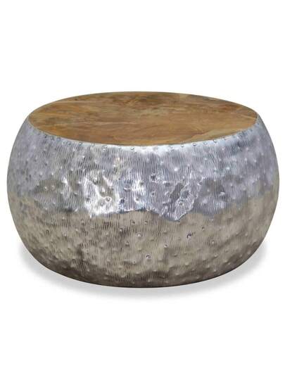 VidaXL Coffee Tafel 60x60x30 Cm Aluminum Teak Wood view 5