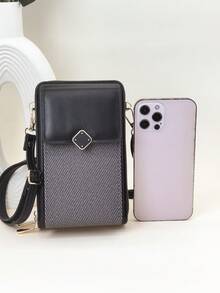 Women's Straw Crossbody Bag PU Leather Patchwork Design Multi-Compartment Wallet With Zipper Compact And Lightweight Suitable For Shoulder Wear For Women Mini Wallet Small Wallet Card Wallet For Men Wallet Purse Wallet - Black - View 4