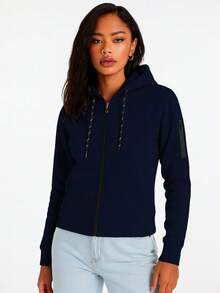 Sudadera para Mujer con cierre estilo vibrante capucha ajustable de manga larga con cierre completo casual y sencillo para uso diario - Azul - Ver 4