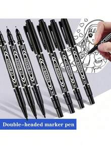 100 szt./70 szt./30 szt./10 szt./4 szt./1 szt. Dwustronny marker permanentny – alkoholowy i oleisty, czarny, z cienką i skośną końcówką, nie rozmazuje się, nadaje się do malowania, szkicowania – artykuły biurowe, szkolne i biurowe.