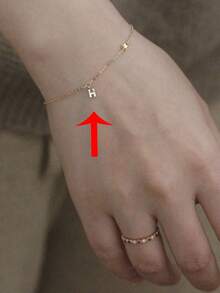 1pc Stainless Steel H-Letter Zirconia Decor Minimalist Bracelet, Delicate & Versatile