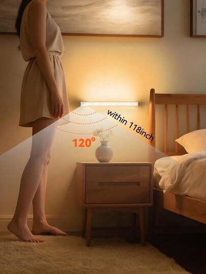 50cm /10cm/20cm/30cm/ Usb Wit Led Verlichting Strip Motion Sensor Perfect Cabinet, Wardrobe Hallway, Wireless Under Cabinet Lighting, Rechargeable Magnetic Night Lamp Hallway Kitchen Shelf Ho Room ation view 11