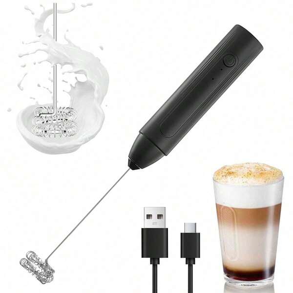 1 خلاط يدوي، 300 مللي أمبير، شحن من نوع C، أسود، جهاز منزلي صغير، فرامة قهوة، ضروري لركن القهوة المنزلي، مناسب لخلط الطهي والبيض وفرم القهوة