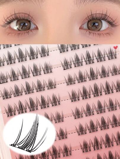 100 قطعة رموش صناعية منفصلة بدون غراء، رموش صناعية بسعة 10 صف عالية بدون غراء، سلسلة وحش VBS - أوراق القيقب الطبيعية، جاهزة للاستخدام، بدون غراء وقابلة للإزالة، لا حاجة لاستخدام الغراء، شرائط جيلي حساسة للحرارة، قابلة لإعادة الاستخدام، سهلة لإنشاء مكياج عيون رقيق، مناسبة للتنقل اليومي والمواعيد