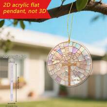 1 pièce Ornement de mosaïque acrylique croix sacrée à motif 2D, ornement suspendu pour sapin de Noël chrétien, Saint-Valentin, ornement acrylique religieux, cadeau de Noël pour elle