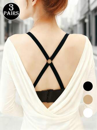 1-3 st. Sommarrygg Korsade Axelremmar BH-rem Dubbel Axelrem Underkläder Halkfri Tunn Halkfri Rem