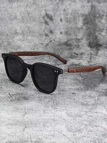 1 Pair Unisex Oval Shaped Wooden Grain Leg Solid Color Retro Socks, Suitable For All Seasons