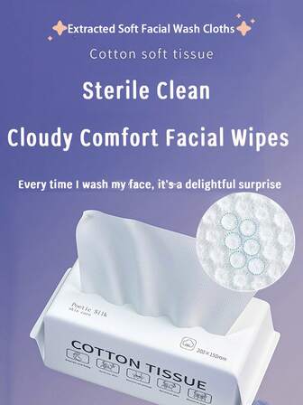 En uppsättning av 100 engångsdukar för ansiktet som kan användas som mjuka dukar för rengöring och avtorkning av skönhetssalong. Dukarna är gjorda av allt material, förtjockade med pärlmönster, sminkborttagningsdyna, mjuka våtservetter och ansiktsrengöring.
