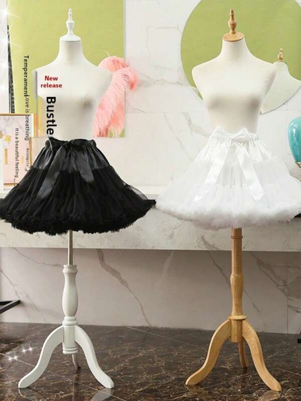 Hochzeit Petticoat Braut Krinoline Unterrock, 2-lagiger Tüll Volumen Ball Kleid kurzer Unterrock, erhöht das Volumen für Party Abendkleid A-Linie Rock