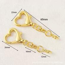 6 件心形 + 龙虾扣 + 单心形扣 DIY 包包配件钥匙扣饰物 - 愛心+八字扣 - 查看 3