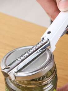 1pc Adjustable Stainless Steel Jar & Bottle Opener With Soft Rubber Grip - Ergonomic Design For Easy Lid Removal, Perfect For Pickles, Cans, And More - Ideal For Seniors And People With Low Strength, Jar Opener