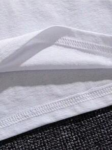 Camiseta casual para hombre, 100 % algodón, con un moderno estampado gráfico, perfecta para ir al gimnasio y un regalo ideal para cualquier entusiasta del fitness. Ligera y transpirable, de manga corta para el verano. - Blanco - Ver 3