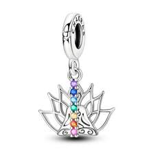 Colgante de chakra de energía de yoga clásico con circonita de colores, adecuado para hacer pulseras de joyería DIY como regalo, accesorios de moda