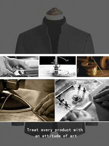 男士长袖修身立领单排扣羊毛混纺大衣，秋冬款 - 淺灰色 - 查看 5