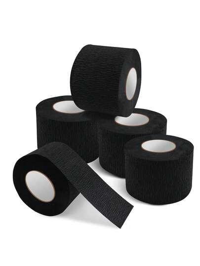 5 rotoli di strisce di carta monouso per il collo da barbiere, accessori da barbiere, forniture professionali da barbiere, strisce di carta elastiche per taglio di capelli e acconciatura in salone - Nero